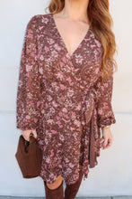 Load image into Gallery viewer, Vera Floral Wrap Dress- Brown
