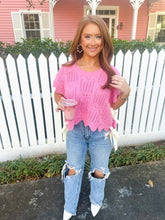 Load image into Gallery viewer, Babe Scallop Side Tie Sleeveless Sweater-Pink
