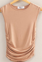 Load image into Gallery viewer, Certainty Cap Sleeve Rushed Top- Taupe
