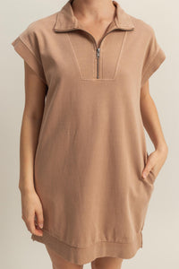 Charlie V Neck Dress- Taupe