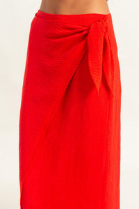 Cabo Woven Maxi Skirt-Red