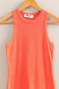 Carly Ribbed Halter Dress-Coral