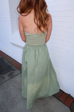 Load image into Gallery viewer, Hensley Strapless Midi Dress-Olive
