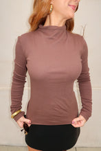 Load image into Gallery viewer, Capsule Mock Neck Top-Brown
