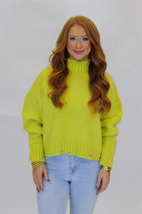 Lizzie Mock Neck Sweater-Lime