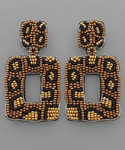 Load image into Gallery viewer, Leopard Bead Rectangle Earrings

