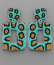 Load image into Gallery viewer, Leopard Bead Rectangle Earrings
