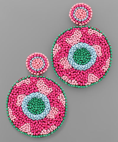 Pattern Bead Disc Earrings