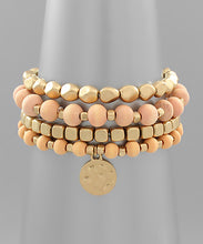 Load image into Gallery viewer, Wood Ball &amp; Metal Bead Bracelet
