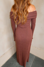 Load image into Gallery viewer, Connie Off Shoulder Maxi Dress-Brown
