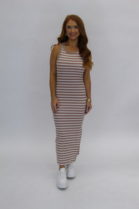 Beach Town Ribbed Striped Dress