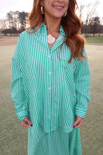 Load image into Gallery viewer, Clubhouse Striped Button Up- Green
