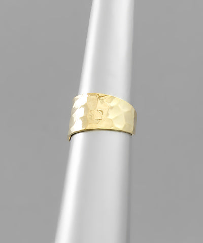 Hammered Wide Open Ring