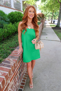 Cancun Strapless Mini Dress-Green