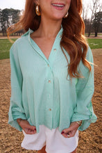 Load image into Gallery viewer, Chipper Button Up Striped Top- Green
