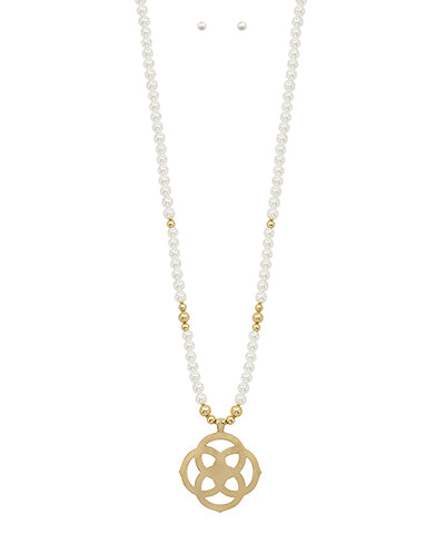 Geo Metal  Pearl Beads Necklace