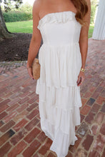 Load image into Gallery viewer, Breezy Tiered Strapless Ruffle Dres- Cream
