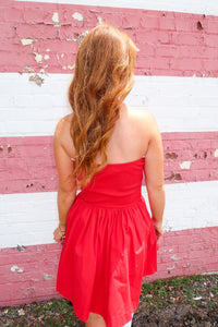 Ruby Strapless Mini Dress- Red