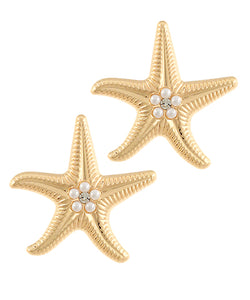 Textured Chunky Starfish Earrings