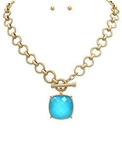Big Stone Pendant Necklace Set