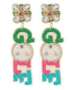 Beaded "GOLF" Earring