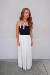 Ashton Colorblock Strapless Maxi Dress- Black