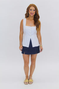 Alise Pinstripe Button Front Vest
