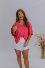 Load image into Gallery viewer, Necessary Love Oversized V Neck Tee-Coral
