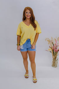 Necessary Love Oversized V Neck Tee- Golden
