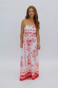 Daphne Floral Strapless Midi Dress