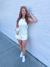 Load image into Gallery viewer, LAX Ribbed High Waisted Shorts Set-Cream
