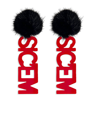 Fur Pom Pom & SIC'EM Earrings