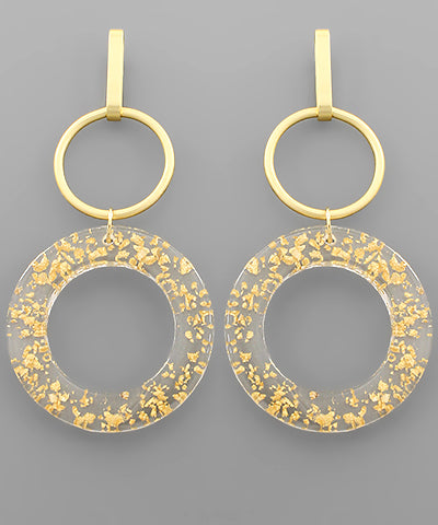Gold Flake Link Circle Earrings