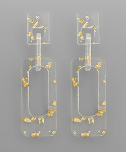 Acrylic Flake Rectangle Dangle Earrings