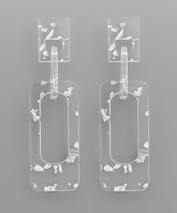 Acrylic Flake Rectangle Dangle Earrings
