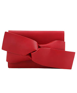 Tie Detail Leather Clutch