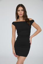 Load image into Gallery viewer, Madi Off Shoulder Ruched Dress-Black
