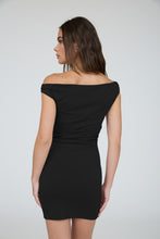 Load image into Gallery viewer, Madi Off Shoulder Ruched Dress-Black
