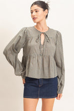 Load image into Gallery viewer, Montana Checkered Tie Neck Top
