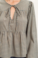 Load image into Gallery viewer, Montana Checkered Tie Neck Top
