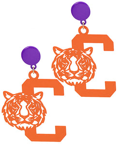 Letter C Tiger Filigree Earrings