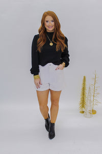Urban Mock Neck Knit Top- Black