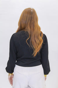 Urban Mock Neck Knit Top- Black