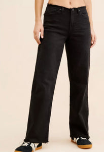 Frayed Waistband Slouchy Wide Leg