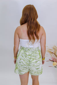 Pistachio Printed Belted Shorts