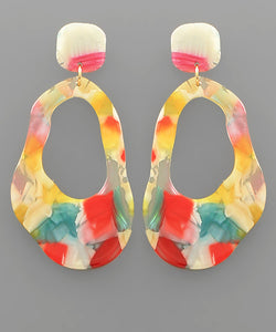 Wavy Oval Shape Acrylic Earrings