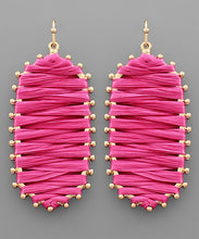 Load image into Gallery viewer, Trimmed Raffia Long Hexagon Earrings

