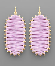 Load image into Gallery viewer, Trimmed Raffia Long Hexagon Earrings
