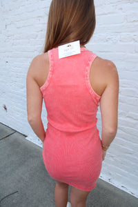 Carly Ribbed Halter Dress-Coral