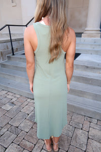 Liza Casual Midi Dress-Olive